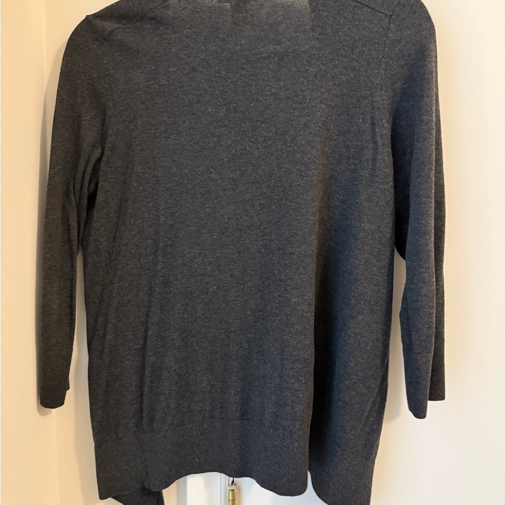 LOFT Charcoal Open Front Cardigan - Picture 3 of 3